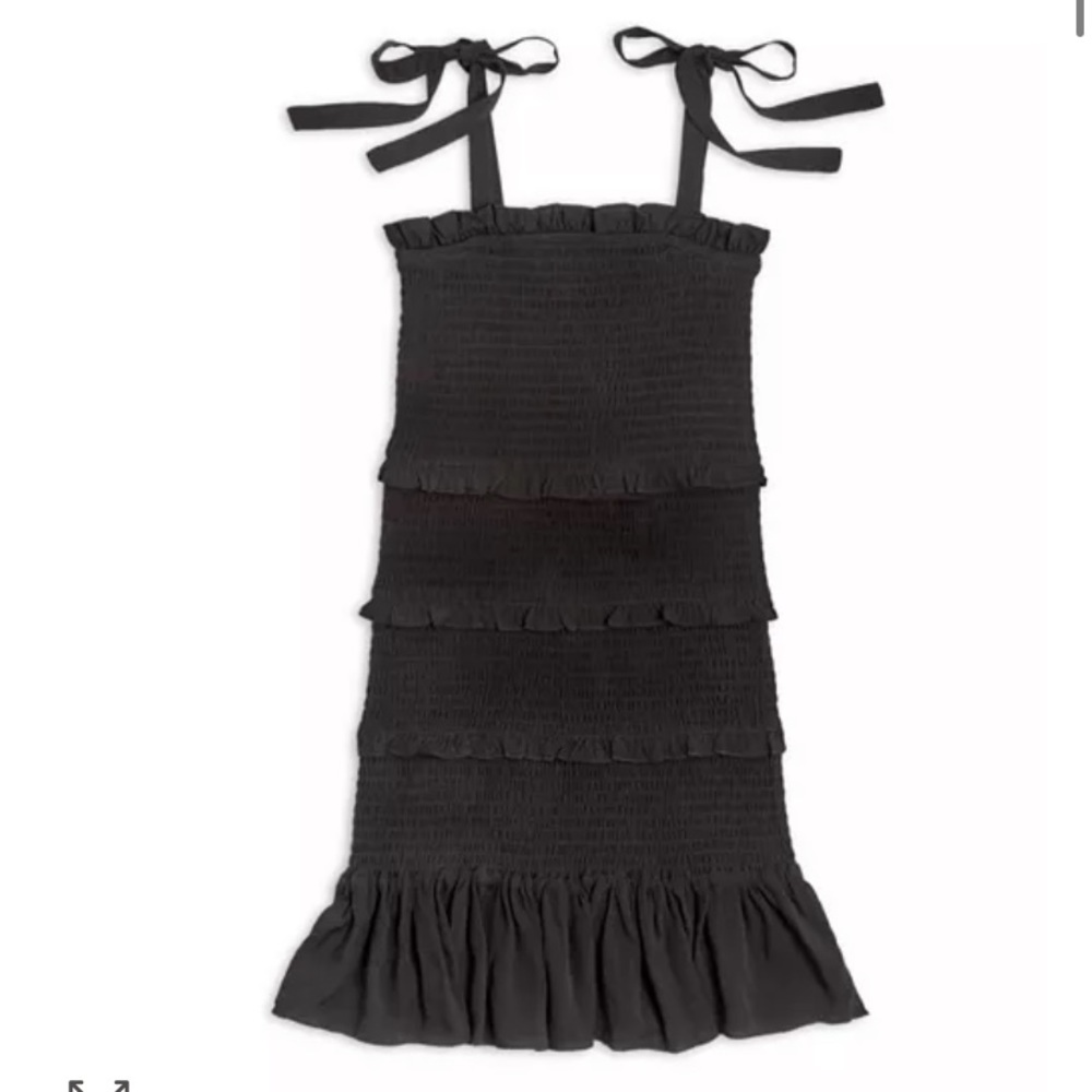 Katie J Black Evan Smocked Ruffle dress